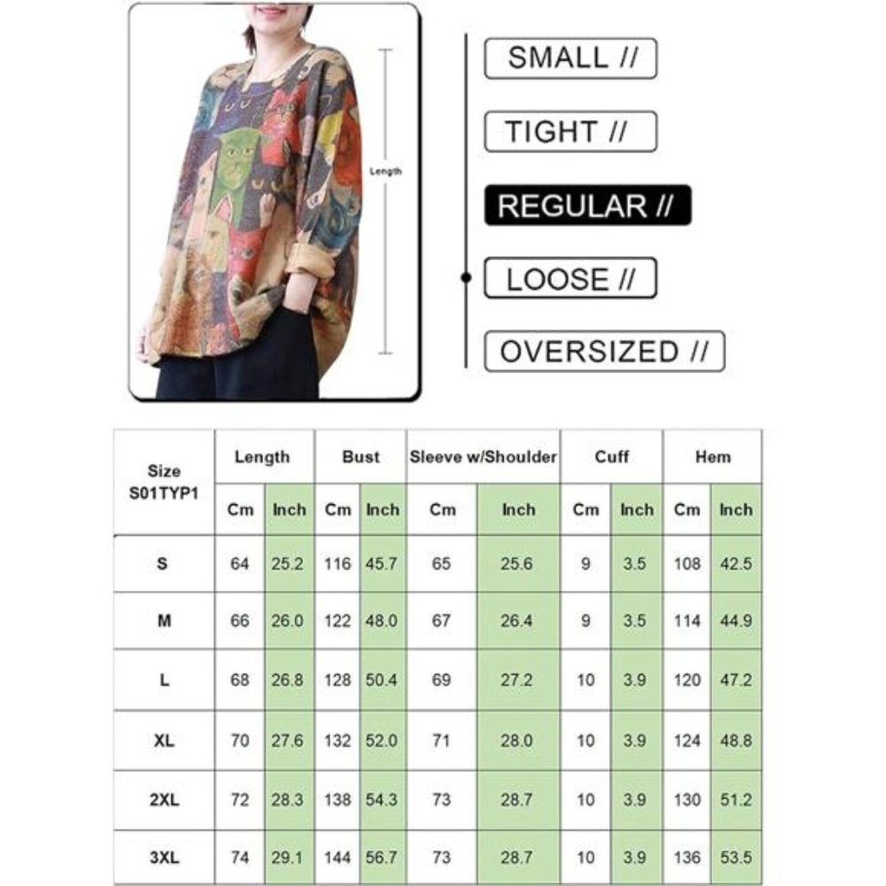 Oversized Pullover Sweaters Women Sweater Graphic Casual Loose Long Sleeve Knit - Picture 4 of 4